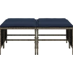 vidaXL Tuinstoelen met kussens 4 stuks grijs polyrotan