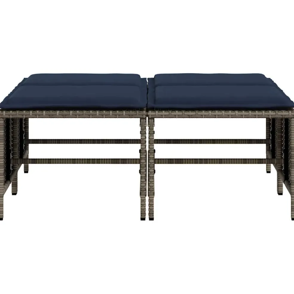 vidaXL Tuinstoelen met kussens 4 stuks grijs polyrotan