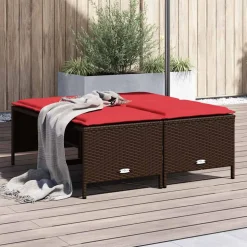 vidaXL Tuinstoelen met kussens 4 stuks Bruin Poly Rotan