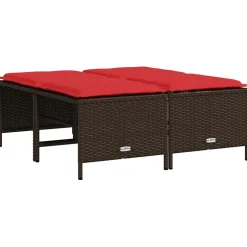 vidaXL Tuinstoelen met kussens 4 stuks Bruin Poly Rotan