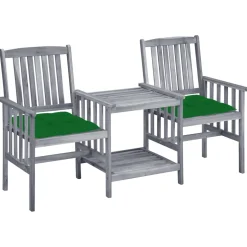 vidaXL Tuinstoelen met tafeltje en kussens massief acaciahout