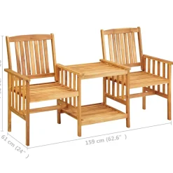 vidaXL Tuinstoelen met theetafel 159x61x92 cm massief acaciahout