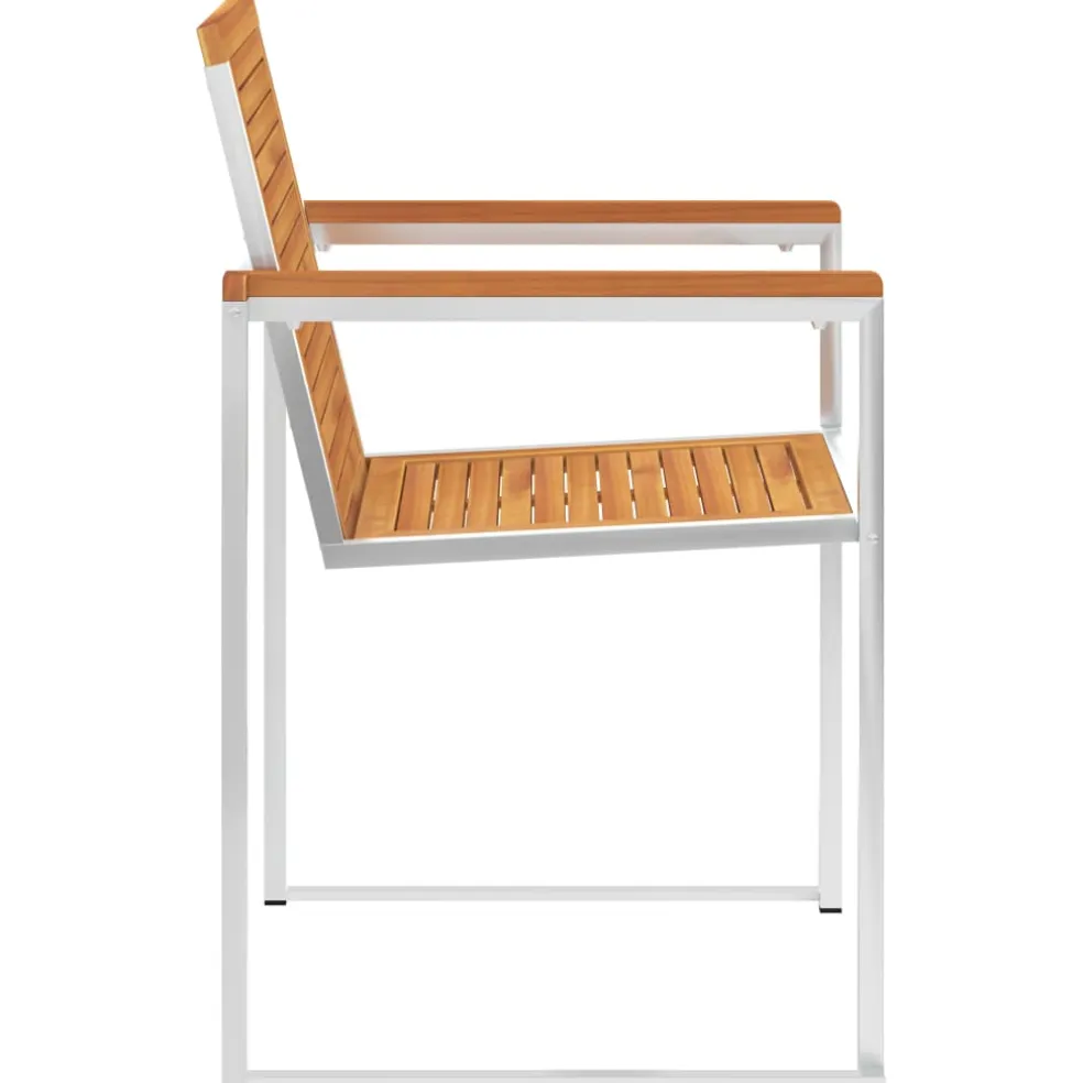 vidaXL Tuinstoelen 2 st massief acaciahout en roestvrij staal
