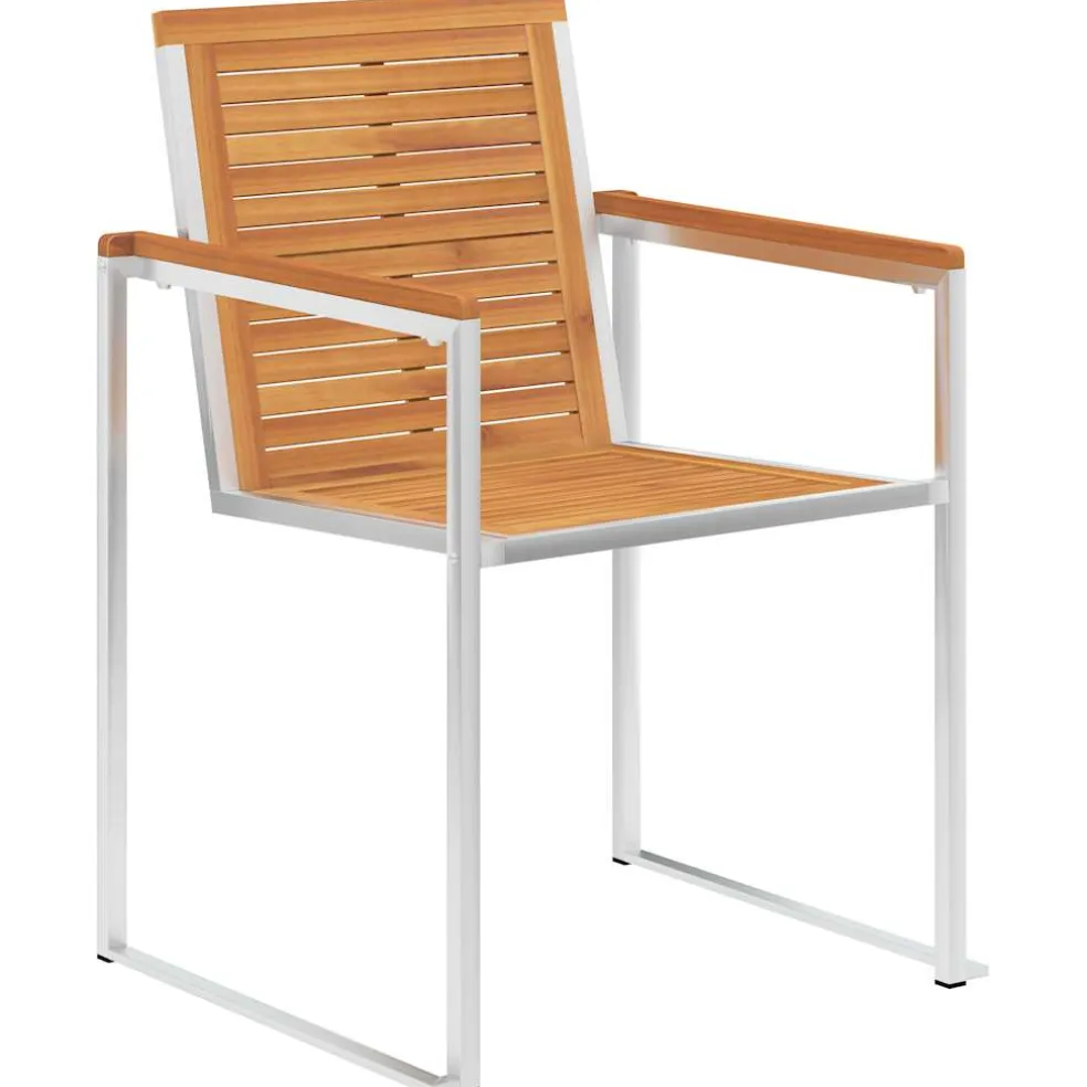 vidaXL Tuinstoelen 2 st massief acaciahout en roestvrij staal