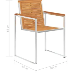 vidaXL Tuinstoelen 2 st massief acaciahout en roestvrij staal