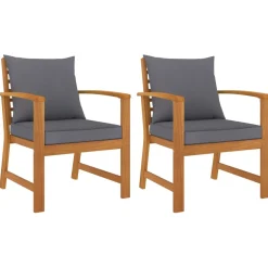 vidaXL Tuinstoelen 2 st met donkergrijs kussen massief acaciahout