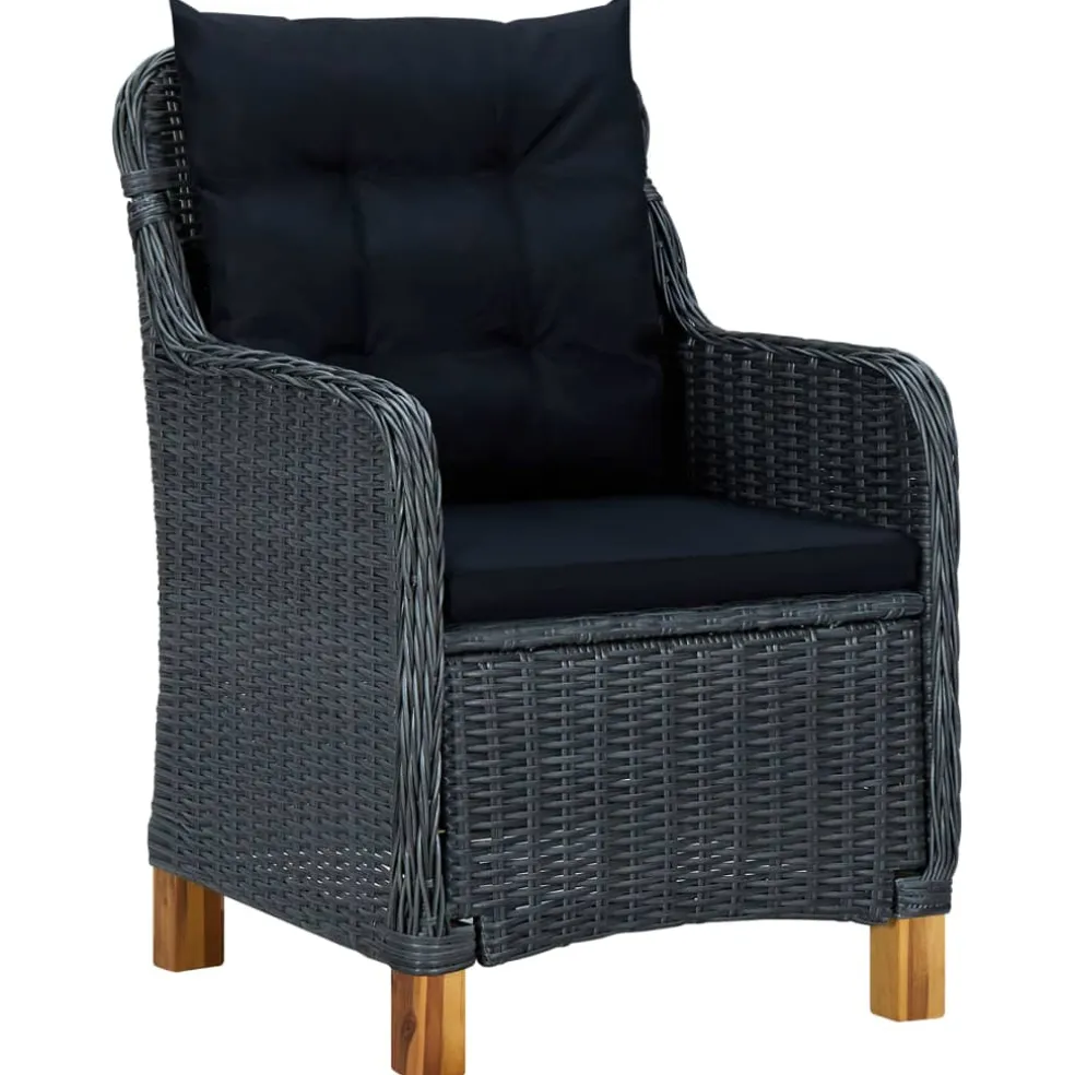 vidaXL Tuinstoelen 2 st met kussens poly rattan donkergrijs
