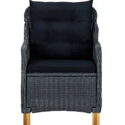 vidaXL Tuinstoelen 2 st met kussens poly rattan donkergrijs