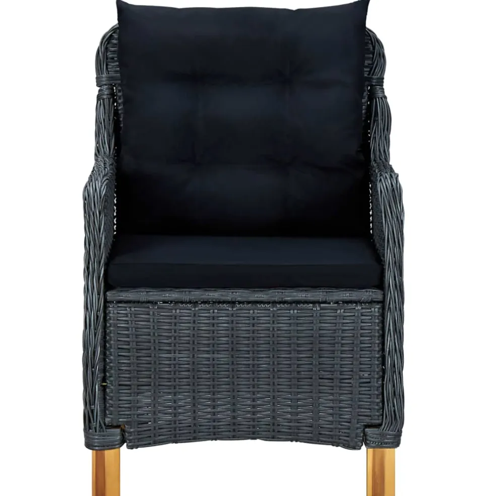 vidaXL Tuinstoelen 2 st met kussens poly rattan donkergrijs