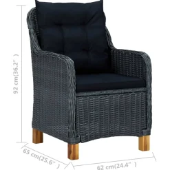 vidaXL Tuinstoelen 2 st met kussens poly rattan donkergrijs