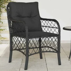 vidaXL Tuinstoelen 2 st met kussens poly rattan zwart