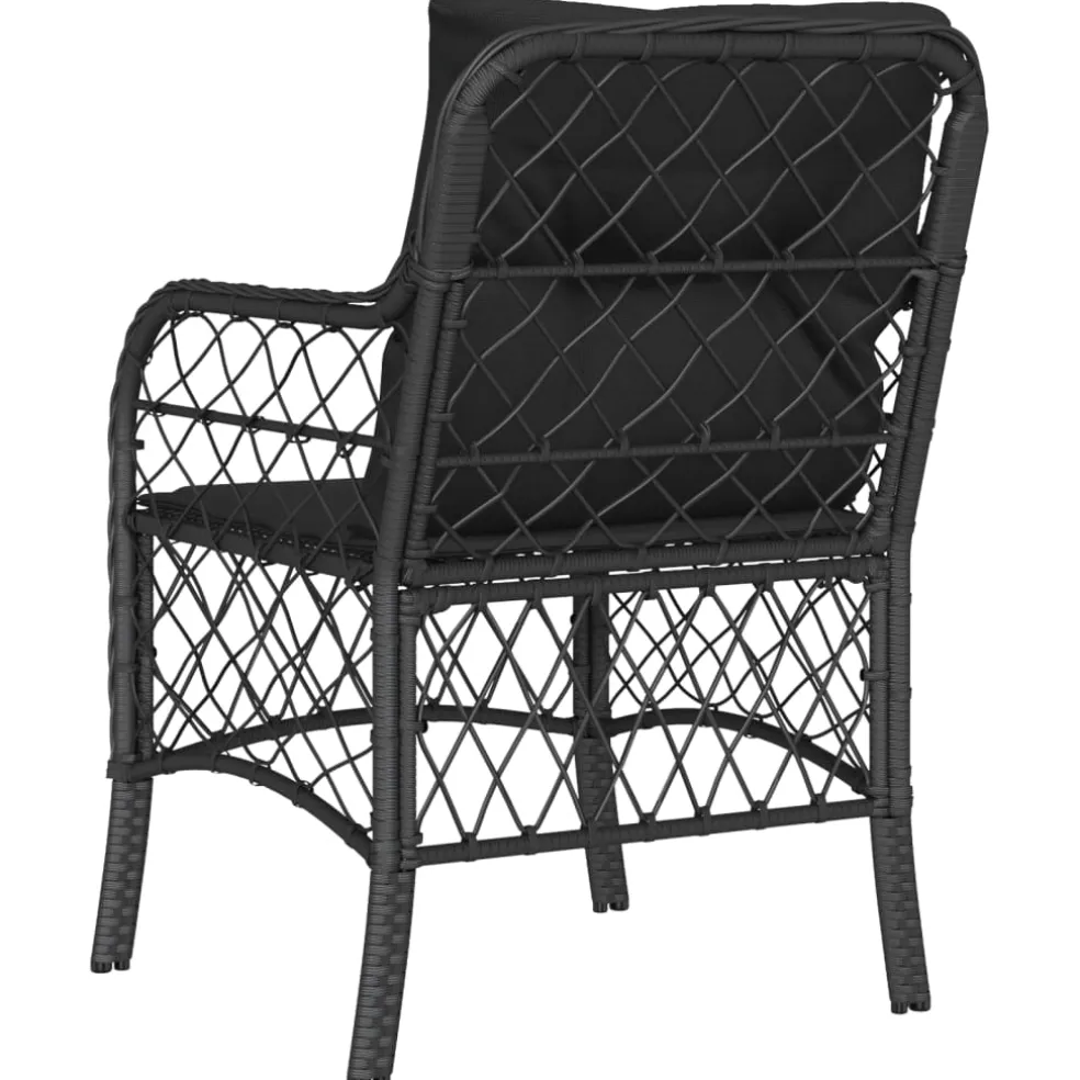vidaXL Tuinstoelen 2 st met kussens poly rattan zwart