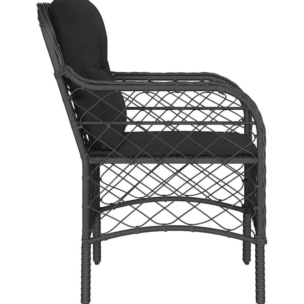 vidaXL Tuinstoelen 2 st met kussens poly rattan zwart