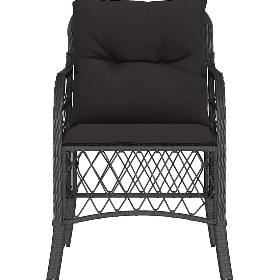 vidaXL Tuinstoelen 2 st met kussens poly rattan zwart