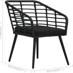 vidaXL Tuinstoelen 2 st met kussens poly rattan zwart