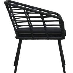 vidaXL Tuinstoelen 2 st met kussens poly rattan zwart