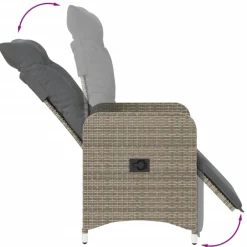 vidaXL Tuinstoelen 2 st verstelbaar met tafel poly rattan grijs