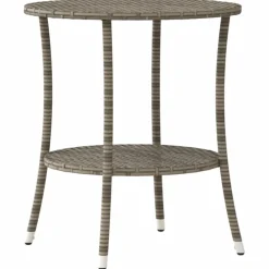 vidaXL Tuinstoelen 2 st verstelbaar met tafel poly rattan grijs