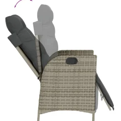 vidaXL Tuinstoel verstelbaar met voetensteun poly rattan grijs