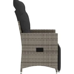 vidaXL Tuinstoel verstelbaar met kussens poly rattan grijs