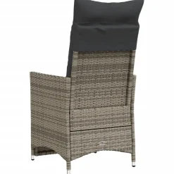 vidaXL Tuinstoel verstelbaar met kussens poly rattan grijs