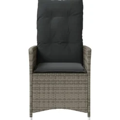 vidaXL Tuinstoel verstelbaar met kussens poly rattan grijs
