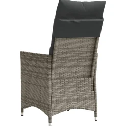 vidaXL Tuinstoel verstelbaar met kussens poly rattan grijs