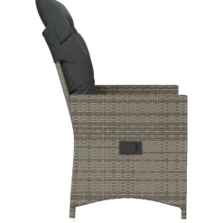 vidaXL Tuinstoel verstelbaar met kussens poly rattan grijs