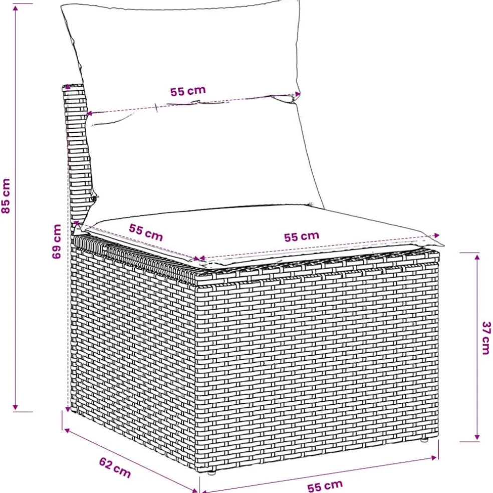 vidaXL Tuinstoel zonder armleuning met kussens poly rattan beige