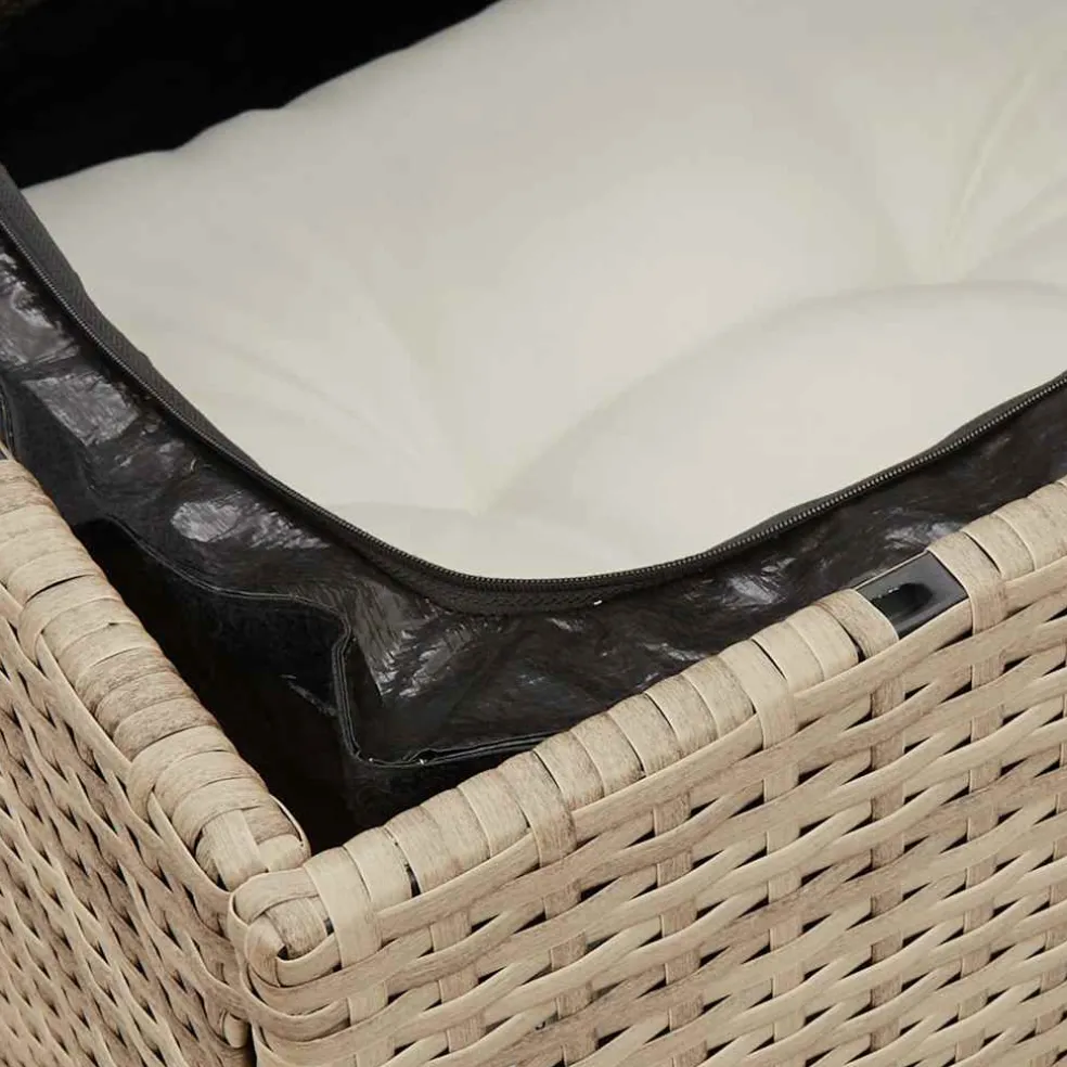 vidaXL Tuinstoel zonder armleuning met kussens poly rattan beige