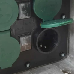 vidaXL Tuinstopcontact met grondpin lichtsensor 4-wegs steenlook grijs
