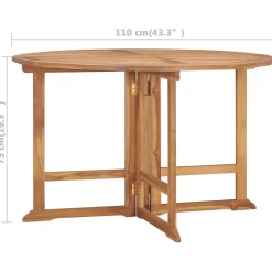 vidaXL Tuintafel inklapbaar Ø110x75 cm massief teakhout
