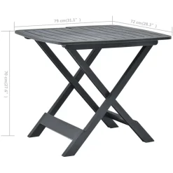 vidaXL Tuintafel inklapbaar 79x72x70 cm kunststof antraciet