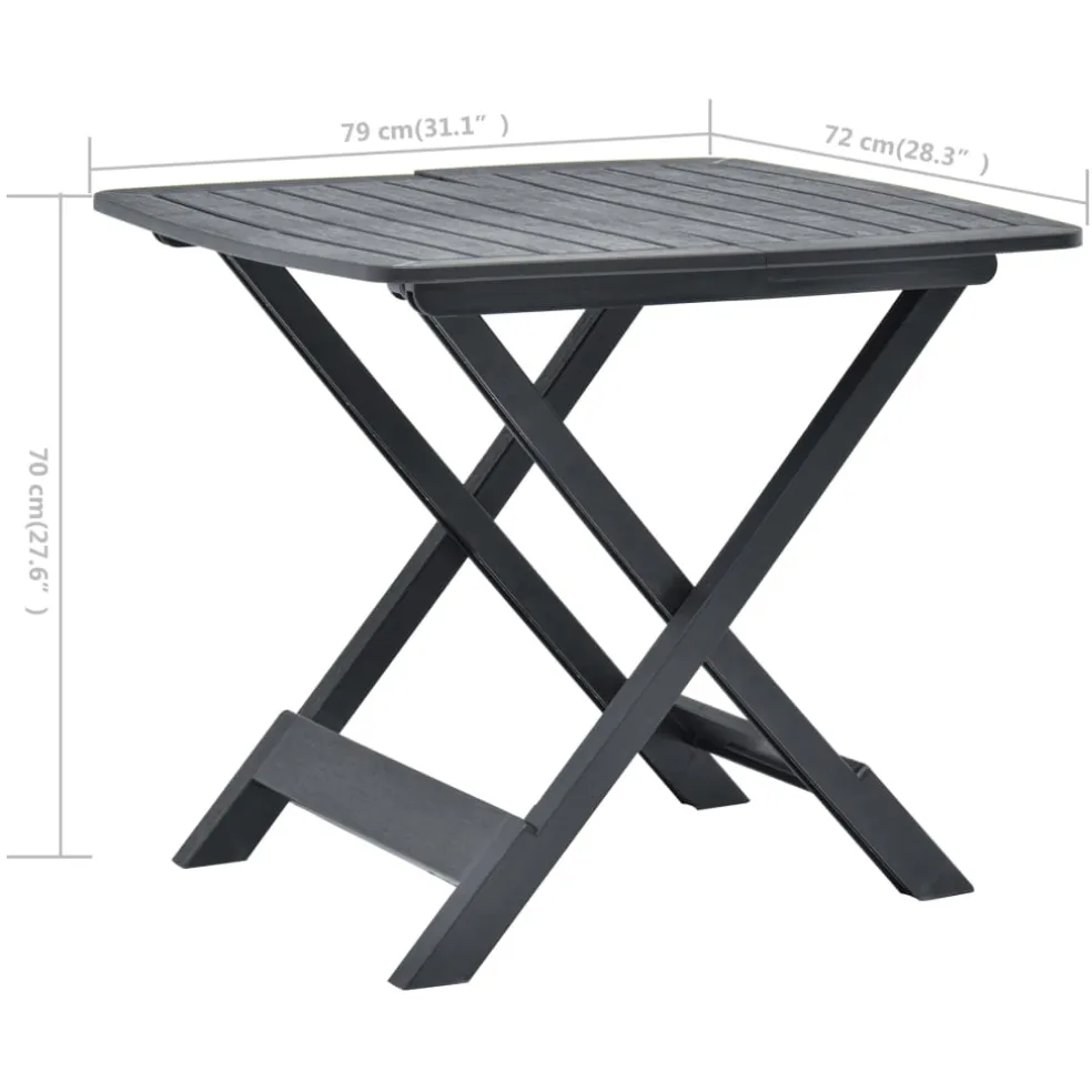 vidaXL Tuintafel inklapbaar 79x72x70 cm kunststof antraciet