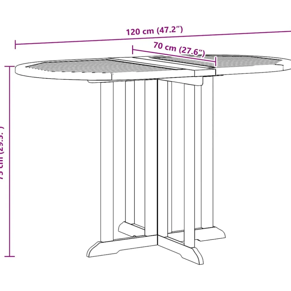 vidaXL Tuintafel inklapbaar 120x70x75 cm massief teakhout