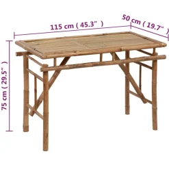 vidaXL Tuintafel inklapbaar 115x50x75 cm bamboe
