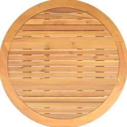 vidaXL Tuintafel met acaciahouten blad Ø110x71 cm poly rattan zwart