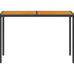 vidaXL Tuintafel met acaciahouten blad 115x54x74 cm poly rattan zwart