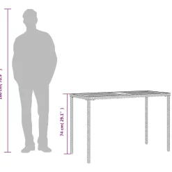 vidaXL Tuintafel met acaciahouten blad 115x54x74 cm poly rattan zwart
