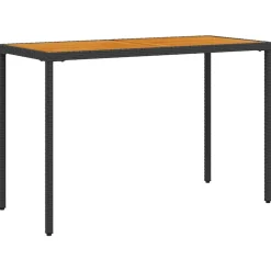 vidaXL Tuintafel met acaciahouten blad 115x54x74 cm poly rattan zwart