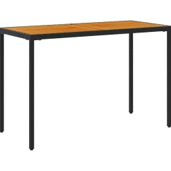 vidaXL Tuintafel met acaciahouten blad 115x54x74 cm poly rattan zwart