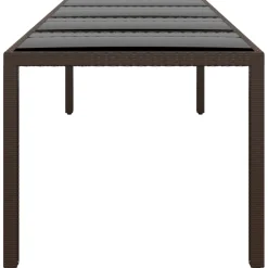 vidaXL Tuintafel met glazen blad poly rattan bruin
