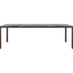 vidaXL Tuintafel met glazen blad poly rattan bruin