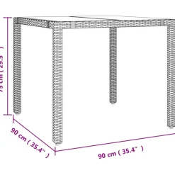 vidaXL Tuintafel met glazen blad poly rattan en gehard glas beige
