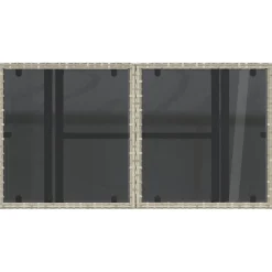 vidaXL Tuintafel met glazen blad 100x55x73 cm poly rattan lichtgrijs