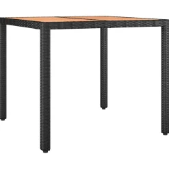 vidaXL Tuintafel met houten blad poly ratten en acaciahout zwart