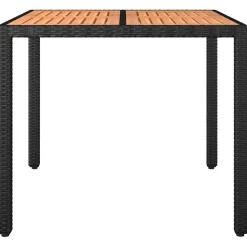 vidaXL Tuintafel met houten blad poly ratten en acaciahout zwart