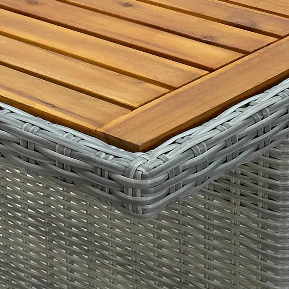 vidaXL Tuintafel poly rattan en massief acaciahout lichtgrijs