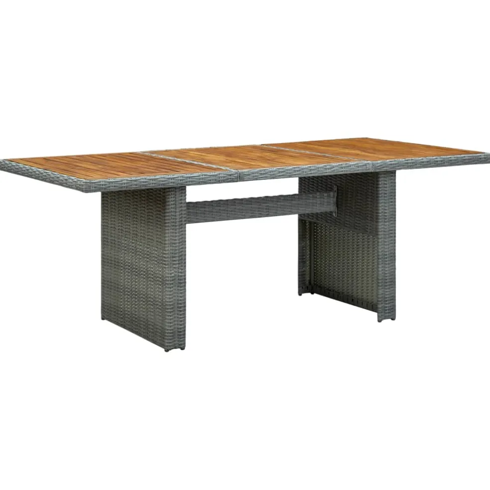 vidaXL Tuintafel poly rattan en massief acaciahout lichtgrijs
