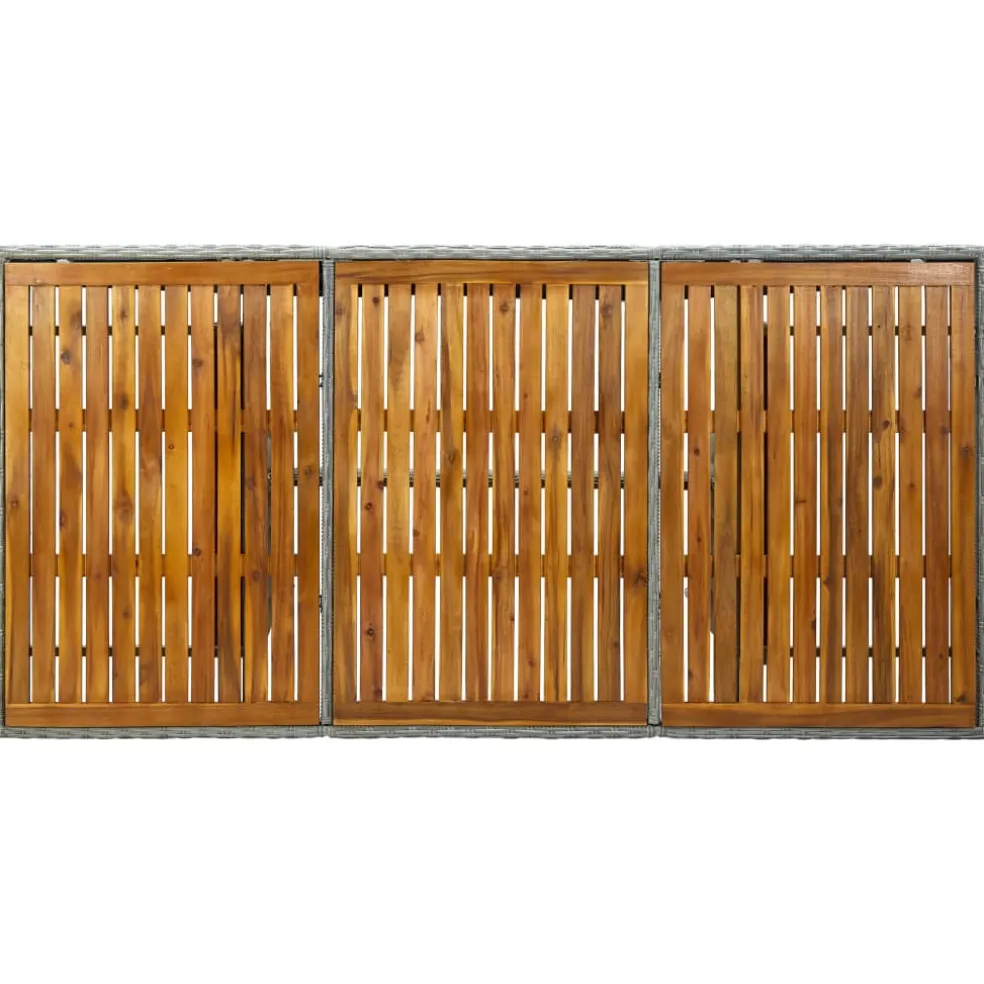 vidaXL Tuintafel poly rattan en massief acaciahout lichtgrijs